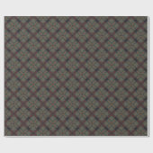 Papier Cadeau Rustic Moss Green et Bourgogne Muted Tartan Cadeau (Plat)