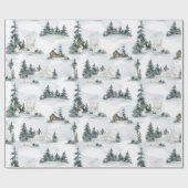 Papier Cadeau Rustic Mountain Forest Cabine animal cadeau de Noë (Plat)