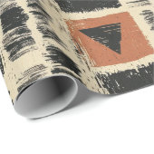 Papier Cadeau Rustic Mudcloth Geometric Pattern (3) (Coin rond)