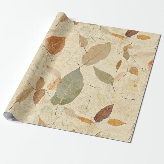 Papier Cadeau Rustic Nature-Inspired Leaf - Botanical Art (3) (Déroulé)