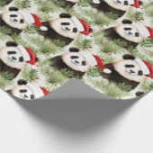 Papier Cadeau Rustic Panda Père Noël motif de vacances hiver (Coin)