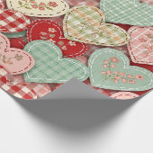 Papier Cadeau Rustic Patchwork Hearts Picnic Pattern (3) (Coin)
