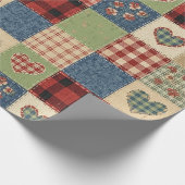 Papier Cadeau Rustic Patchwork Hearts Picnic Pattern (5) (Coin)