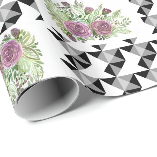 Papier Cadeau Rustic, patchwork, rose (Coin rond)