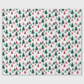 Papier Cadeau Rustic Pine Forest Scandi Christmas Trees Pattern (Plat)