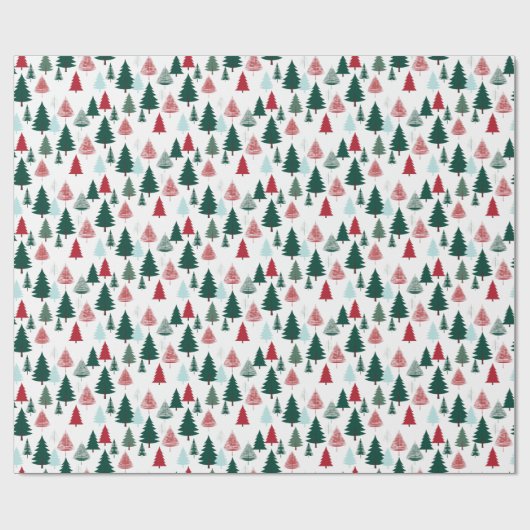 Papier Cadeau Rustic Pine Forest Scandi Christmas Trees Pattern (Plat)