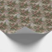 Papier Cadeau Rustic Pinecone Plaid Bow Christmas Wrapping Paper (Coin)