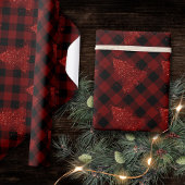 Papier Cadeau Rustic Red Christmas Tree Modern Buffalo Plaid