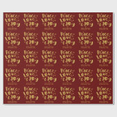 Papier Cadeau Rustic Red Gold Peace Love & Joy Noël de Noël (Plat)