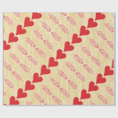 Papier Cadeau Rustic Retro Motif de coeur Valentine (Plat)