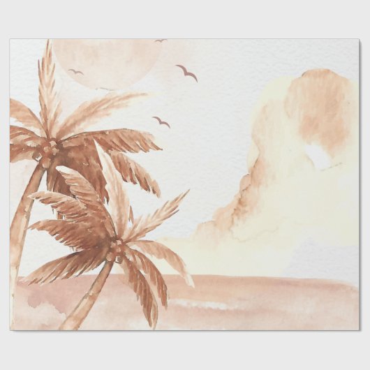 Papier Cadeau Rustic Tropical Palms (Plat)