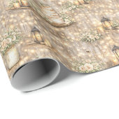 Papier Cadeau Rustic Wedding Watercolor Lanterns Cake Florals (Coin rond)