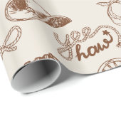 Papier Cadeau Rustic Western Cowboy Boots and Hat Ranch Pattern (Coin rond)