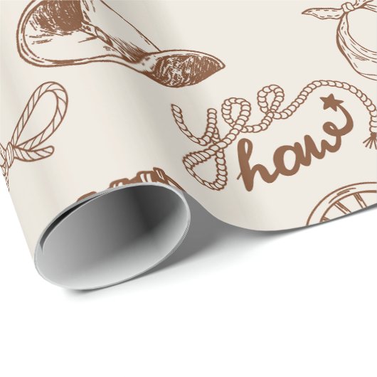 Papier Cadeau Rustic Western Cowboy Boots and Hat Ranch Pattern (Coin rond)