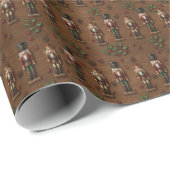 Papier Cadeau Rustic Wood & Nutcracker Christmas Wrapping Paper (Coin rond)