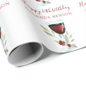 Papier Cadeau Rustique 80e anniversaire vin rouge (Coin rond)