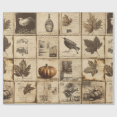 Papier Cadeau Rustique Automne Ephemera Collage | Terre chaude ( (Plat)