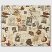 Papier Cadeau Rustique Automne Ephemera Collage | Terre chaude (Plat)