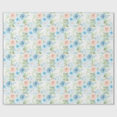 Papier Cadeau Rustique Bleu Rose Vert Floral Shabby Chic (Plat)