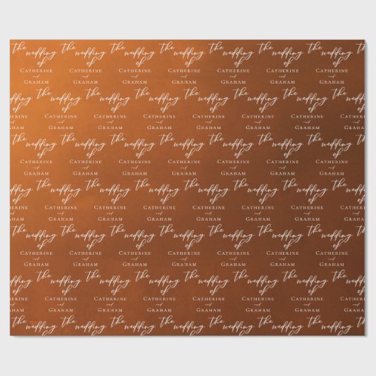 Papier Cadeau Rustique Burnt Orange Personnalisé Mariage d'autom (Plat)