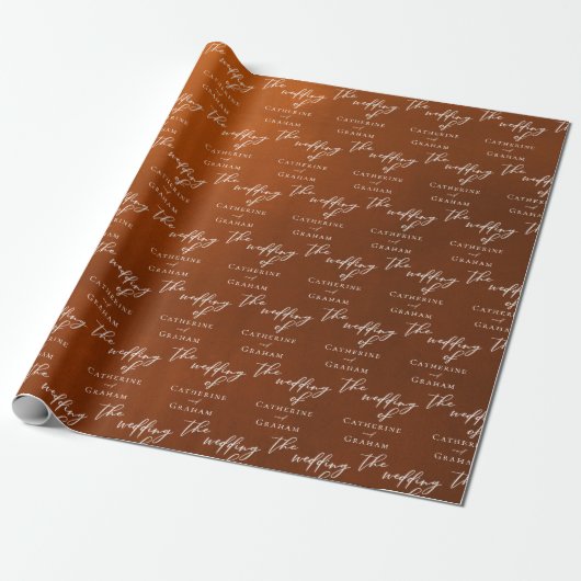 Papier Cadeau Rustique Burnt Orange Personnalisé Mariage d'autom (Déroulé)