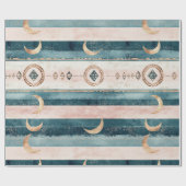 Papier Cadeau Rustique Céleste Rayure Lune Soleil Terreen (10) (Plat)