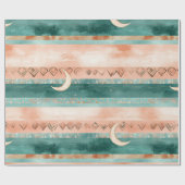 Papier Cadeau Rustique Céleste Rayure Lune Soleil Terreuse (8) (Plat)