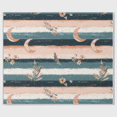 Papier Cadeau Rustique Céleste Rayure Lune Soleil Terrien (2) (Plat)