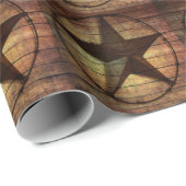 Papier Cadeau rustique chic grange bois texas étoile western mar (Coin rond)