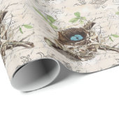 Papier Cadeau rustique chic pays botanique nid (Coin rond)