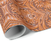 Papier Cadeau Rustique Cowboy Western Pays Cuir à outils Imprime (Coin rond)