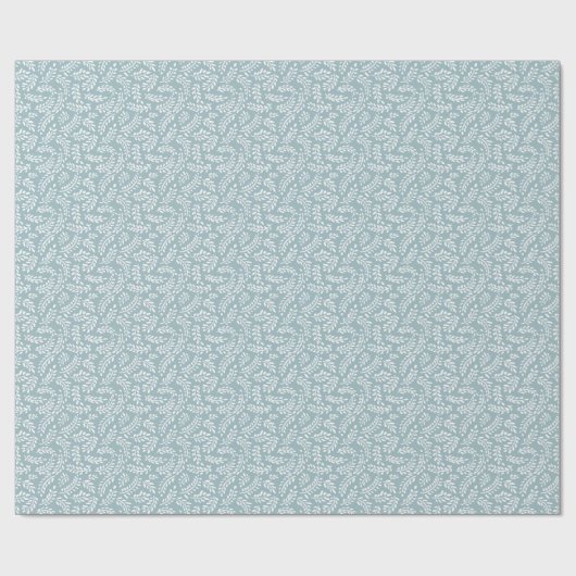 Papier Cadeau Rustique Élégant Botanique Feuille Dusty Blue (Plat)