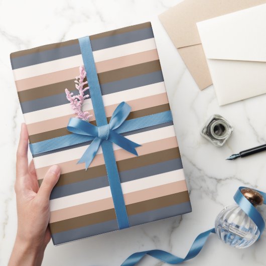 Papier Cadeau Rustique Élégant Horizontal Gris Brown Rose (Cadeaux)