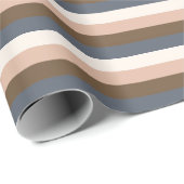 Papier Cadeau Rustique Élégant Horizontal Gris Brown Rose (Coin rond)