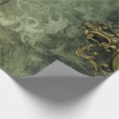 Papier Cadeau Rustique Émeraude Vert Antique Steampunk (Coin)