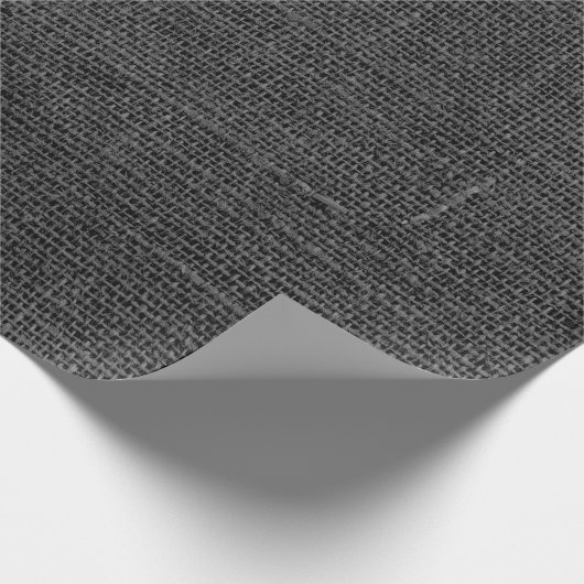 Papier Cadeau Rustique Faux Black Burlap Texture (Coin)