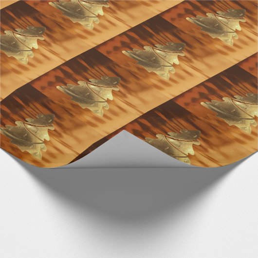 Papier Cadeau Rustique Faux Gold Joyeux Motif d'arbre de Noël (Coin)