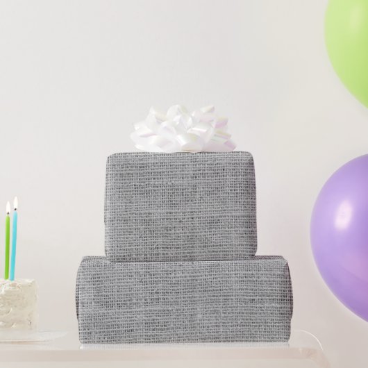 Papier Cadeau Rustique Faux Gris clair Burlap Texture (Cadeaux de fête)