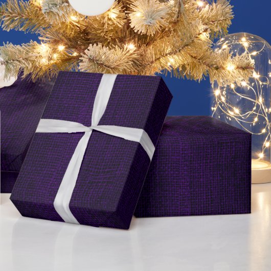 Papier Cadeau Rustique Faux Plum Purple Burlap Texture (Vacances)