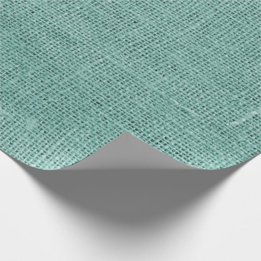 Papier Cadeau Rustique Faux Turquoise Burlap Texture (Coin)