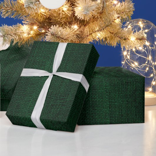 Papier Cadeau Rustique Faux Vert foncé Burlap Texture (Vacances)