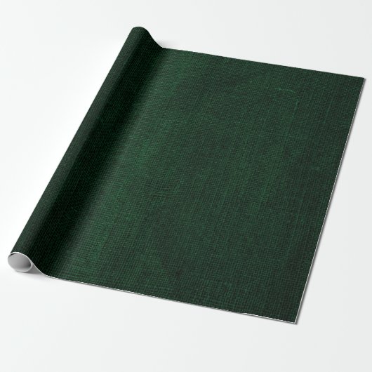 Papier Cadeau Rustique Faux Vert foncé Burlap Texture (Déroulé)