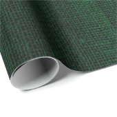 Papier Cadeau Rustique Faux Vert foncé Burlap Texture (Coin rond)