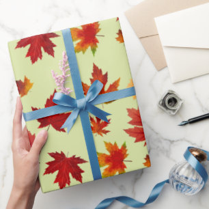 Papier Cadeau Rustique Feuilles d'érable d'automne Motif sans co