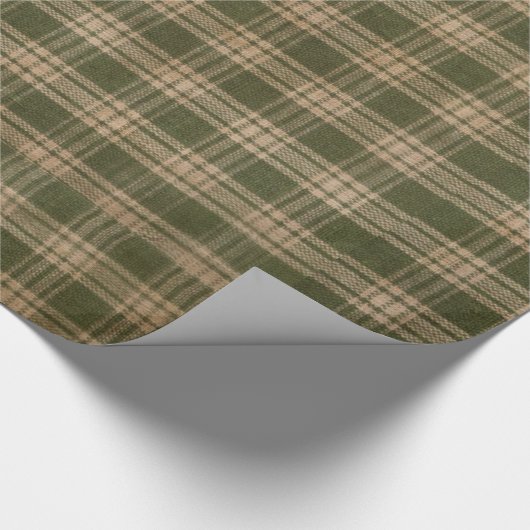 Papier Cadeau Rustique Green Country Homespun Plaid (Coin)