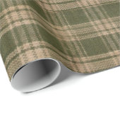 Papier Cadeau Rustique Green Country Homespun Plaid (Coin rond)