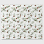 Papier Cadeau Rustique hiver Pinecone Branches Cadeau (Plat)