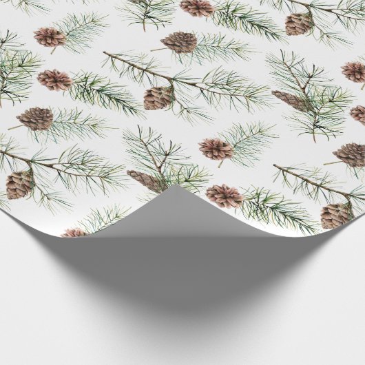 Papier Cadeau Rustique hiver Pinecone Branches Cadeau (Coin)
