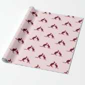 Papier Cadeau Rustique Kangaroo Australian Pink Motif Holiday (Déroulé)