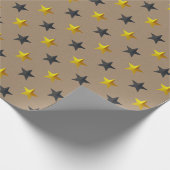 Papier Cadeau Rustique Kraft Black Gold Stars (Coin)